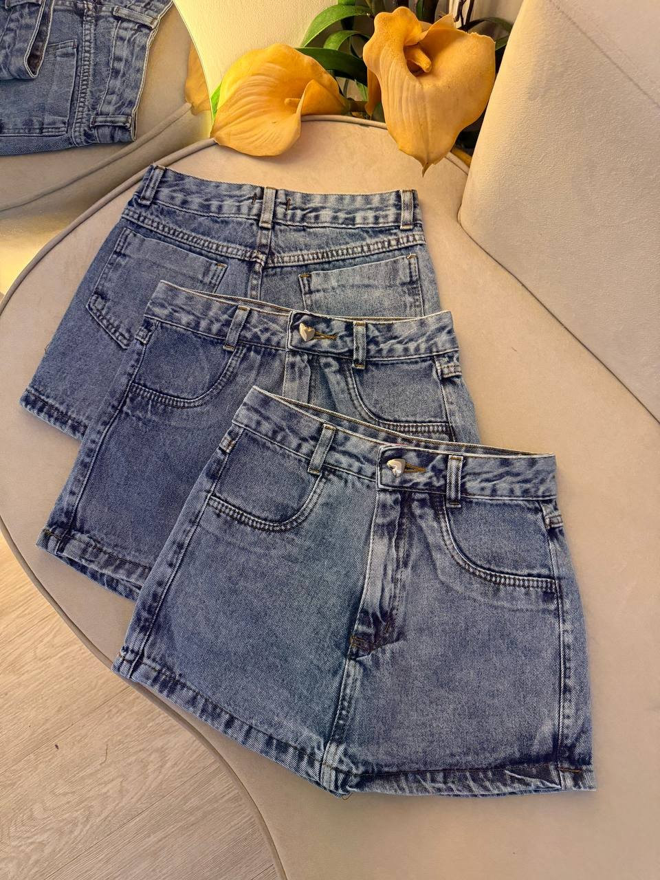 Short Saia  Jeans Bia