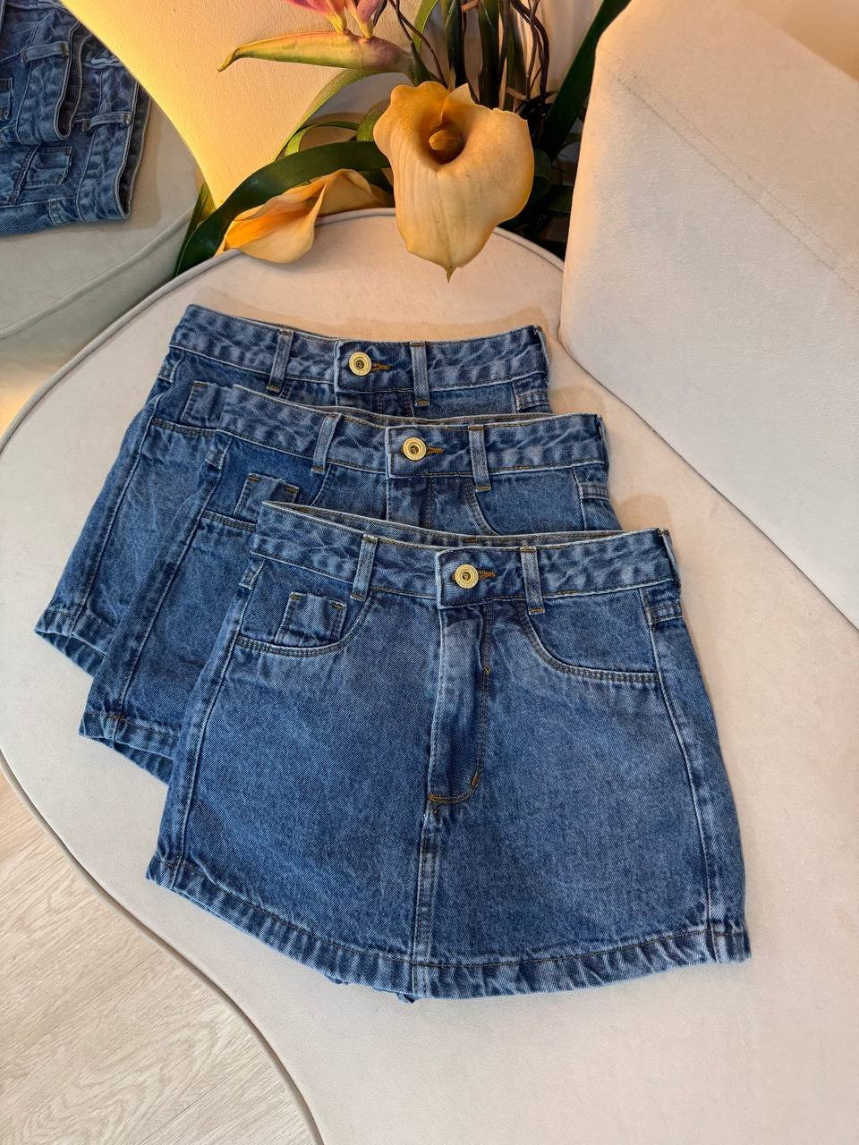 Short Saia jeans Flora