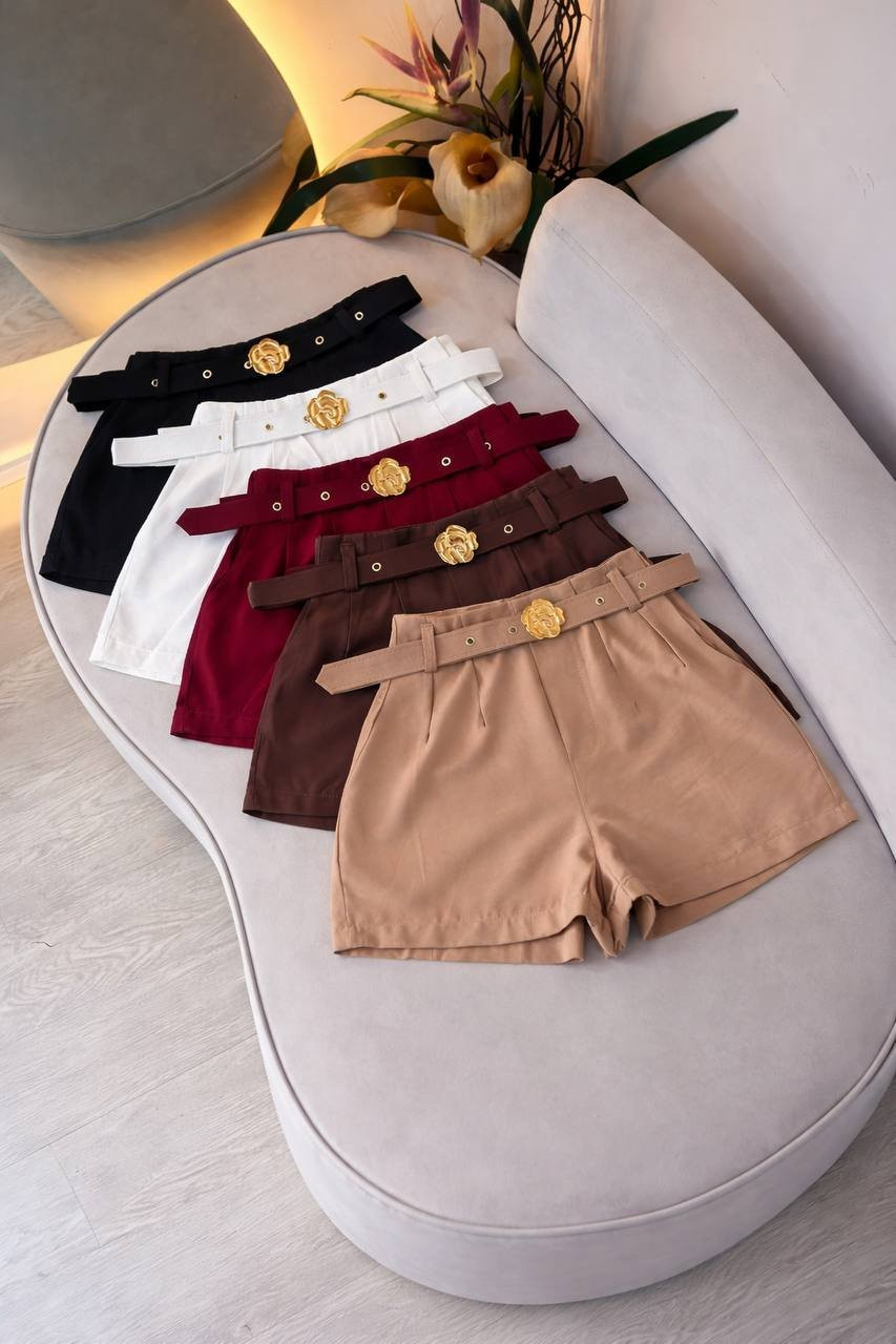 Short cinto flor 